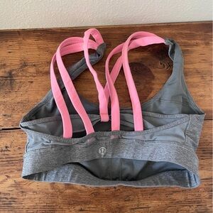 Lululemon Energy Exhale Sports Bra - Gray, Pink Strappy